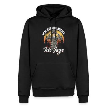 Lustiges Jagdhorn Fernglas Jäger Spruch design - Männer Premium Bio Hoodie - Schwarz - Vorne - Nico (187cm)