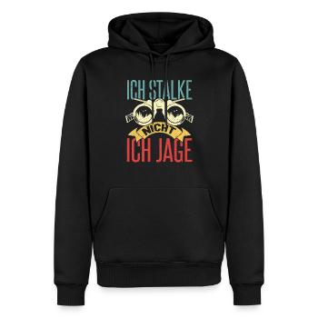 Lustiges Jagdhorn Fernglas Jäger Spruch design - Männer Premium Bio Hoodie - Schwarz - Vorne - Nico (187cm)