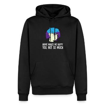 L’anime me rend heureux toi pas tellement - Sweat à capuche Premium bio Homme - noir - Devant - Nico (187cm)