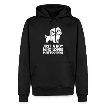 Juste un garçon qui aime les chiens Maltipoo - Sweat à capuche Premium bio Homme - noir - Devant - Nico (187cm)
