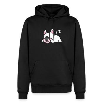 Français Bulldog Chiot Sleeping Tired Français Bulldog - Sweat à capuche Premium bio Homme - noir - Devant - Nico (187cm)