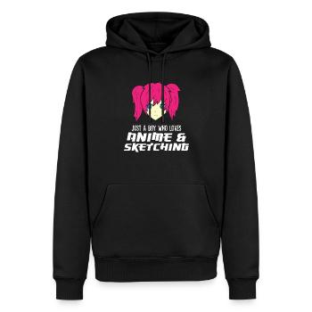 Juste un garçon qui aime l’anime et l’anime drôle - Sweat à capuche Premium bio Homme - noir - Devant - Nico (187cm)