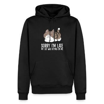 Tut mir leid, dass ich zu spät bin, meine Katze - Männer Premium Bio Hoodie - Schwarz - Vorne - Nico (187cm)