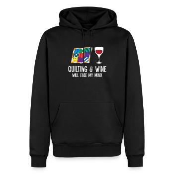 La courtepointe et le vin vont calmer mon - Sweat à capuche Premium bio Homme - noir - Devant - Nico (187cm)