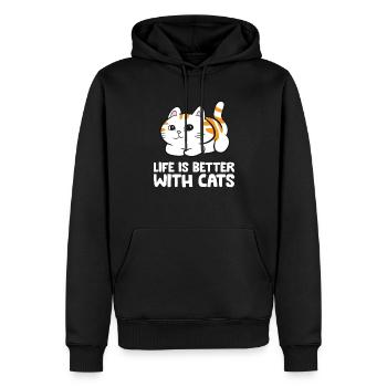 Drôles de chats amants chatons mignons qui - Sweat à capuche Premium bio Homme - noir - Devant - Nico (187cm)