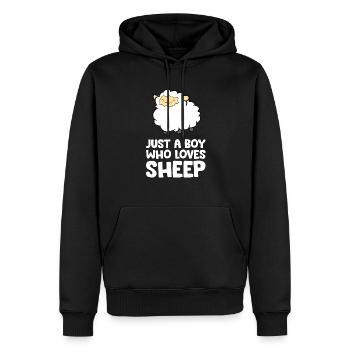 Juste un garçon qui aime les moutons - Sweat à capuche Premium bio Homme - noir - Devant - Nico (187cm)
