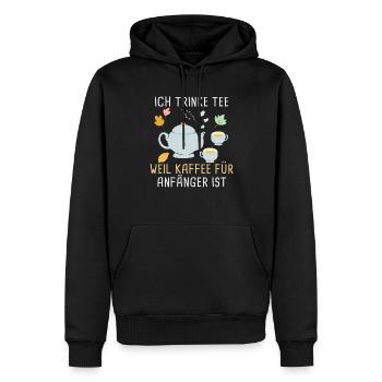 Lustiges gemütlich Bio Tee Trinker Spruch design - Männer Premium Bio Hoodie - Schwarz - Vorne - Nico (187cm)