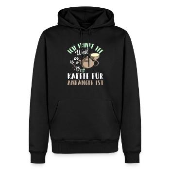 Lustiges gemütlich Bio Tee Trinker Spruch design - Männer Premium Bio Hoodie - Schwarz - Vorne - Nico (187cm)