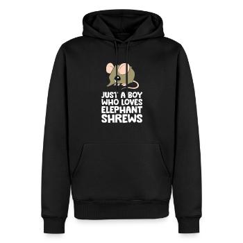 Just a Boy Who Loves Elephant Shrews - Men’s Premium Organic Hoodie - black - Front - Nico (187cm)