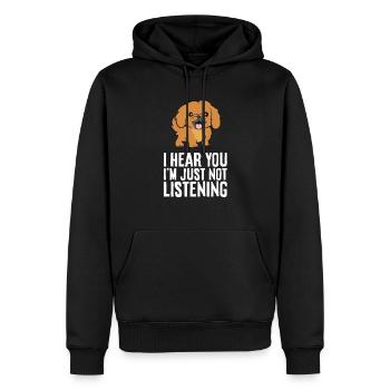 Chien pékinois Je t’entends, je n’entends tout simplement pas - Sweat à capuche Premium bio Homme - noir - Devant - Nico (187cm)