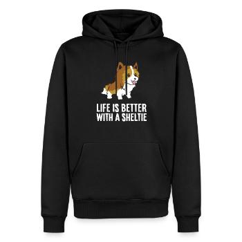 La vie est meilleure avec un chien Sheltie - Sweat à capuche Premium bio Homme - noir - Devant - Nico (187cm)