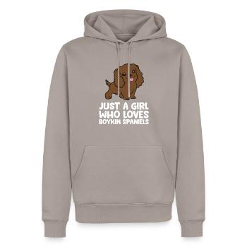 Just a Girl Who Loves Boykin Spaniels - Men’s Premium Organic Hoodie - taupe - Front - Nico (187cm)