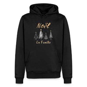 Noël en famille - Sweat à capuche Premium bio Homme - noir - Devant - Nico (187cm)