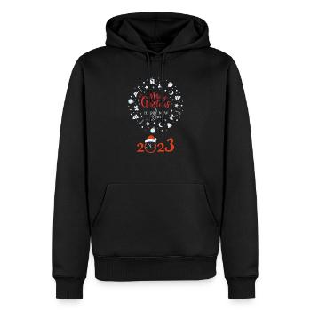 Merry Christmas and happy New Year 2023 - Sweat à capuche Premium bio Homme - noir - Devant - Nico (187cm)
