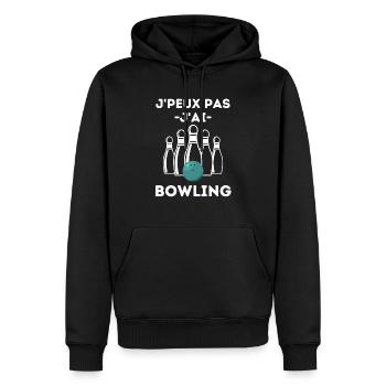 BOWLING 2 - Sweat à capuche Premium bio Homme - noir - Devant - Nico (187cm)