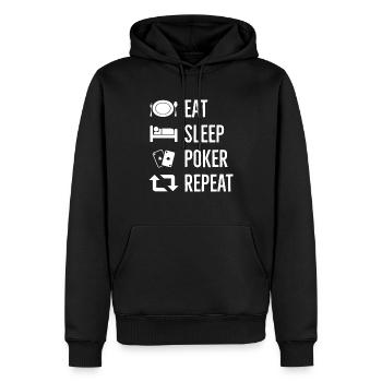 Manger dormir jouer au poker 2 - Sweat à capuche Premium bio Homme - noir - Devant - Nico (187cm)