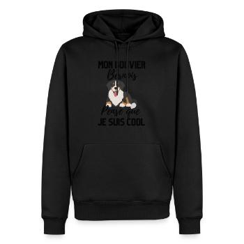 Mon bouvier bernois pense que je suis cool - Sweat à capuche Premium bio Homme - noir - Devant - Nico (187cm)