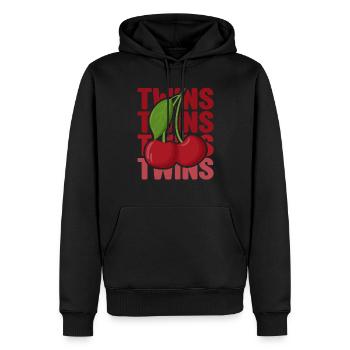 Sour cherries twin siblings design - Sweat à capuche Premium bio Homme - noir - Devant - Nico (187cm)