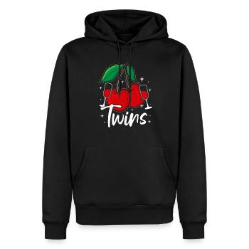 Sour cherries twin siblings design - Sweat à capuche Premium bio Homme - noir - Devant - Nico (187cm)