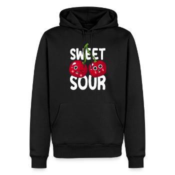 Sour cherries twin siblings design - Sweat à capuche Premium bio Homme - noir - Devant - Nico (187cm)