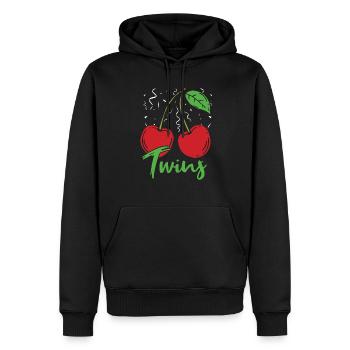 Sour cherries twin siblings design - Sweat à capuche Premium bio Homme - noir - Devant - Nico (187cm)