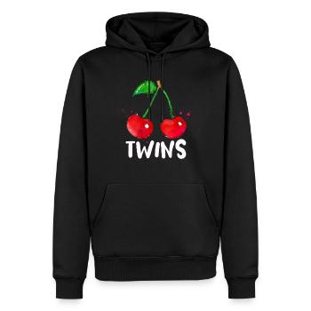 Sour cherries twin siblings design - Sweat à capuche Premium bio Homme - noir - Devant - Nico (187cm)