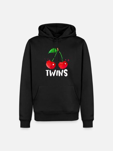 Sour cherries twin siblings design - Men’s Premium Organic Hoodie - black