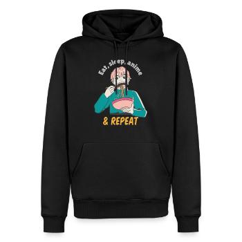 Mangez des dessins d’anime de sommeil et répétez des dessins d’anime et de ramen - Sweat à capuche Premium bio Homme - noir - Devant - Nico (187cm)