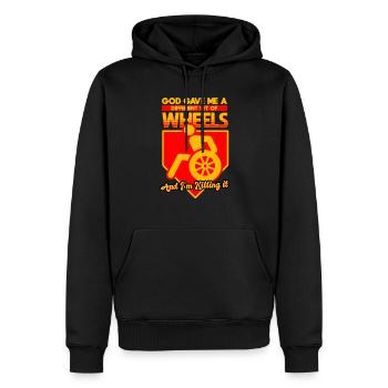God Gave Me Different Set Of Wheels And Killing It - Men’s Premium Organic Hoodie - black - Front - Nico (187cm)