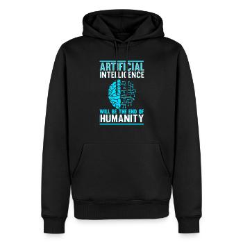 Artificial Intelligence will be the end of humans - Men’s Premium Organic Hoodie - black - Front - Nico (187cm)