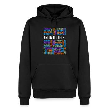 Archaeologist - Words - Men’s Premium Organic Hoodie - black - Front - Nico (187cm)