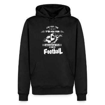 Dans ma tête j’ai foot - Sweat à capuche Premium bio Homme - noir - Devant - Nico (187cm)