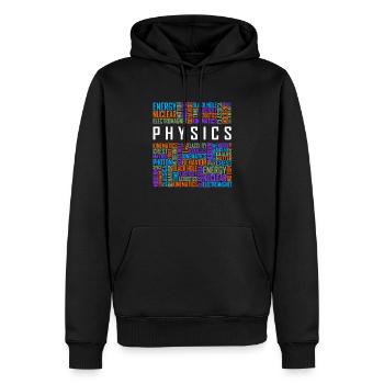 Physics - Words - Men’s Premium Organic Hoodie - black - Front - Nico (187cm)