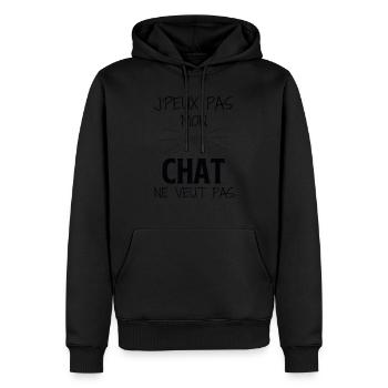 Mon Chat ne veut pas - Sweat à capuche Premium bio Homme - noir - Devant - Nico (187cm)