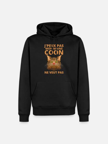 Maine COON - Sweat à capuche Premium bio Homme - noir