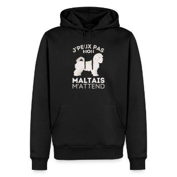 Chien maltais 2 - Sweat à capuche Premium bio Homme - noir - Devant - Nico (187cm)