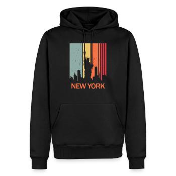 New York - Männer Premium Bio Hoodie - Schwarz - Vorne - Nico (187cm)
