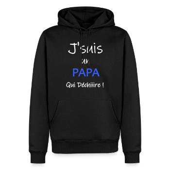 J'suis un papa qui déchire - Sweat à capuche Premium bio Homme - noir - Devant - Nico (187cm)
