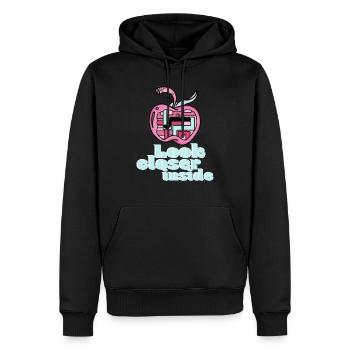 Regardez de plus près à l’intérieur - Sweat à capuche Premium bio Homme - noir - Devant - Nico (187cm)
