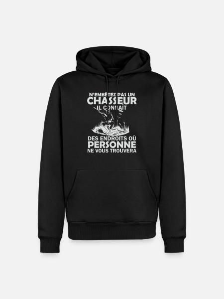humour chasseur 2 - Sweat à capuche Premium bio Homme - noir