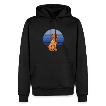 Vizsla Dog Retro Blue - Men’s Premium Organic Hoodie - black - Front - Nico (187cm)