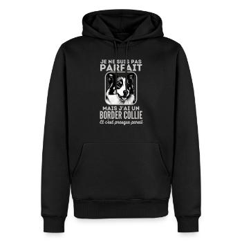 Pas parfait mais j ai un border collie 1 - Sweat à capuche Premium bio Homme - noir - Devant - Nico (187cm)