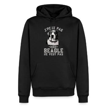 Humour beagle 1 - Sweat à capuche Premium bio Homme - noir - Devant - Nico (187cm)