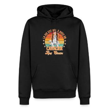 Cavalier king charles - Sweat à capuche Premium bio Homme - noir - Devant - Nico (187cm)