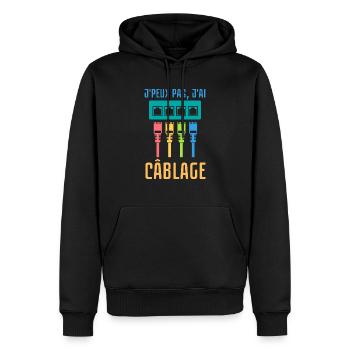 Câblage réseau informatique - Sweat à capuche Premium bio Homme - noir - Devant - Nico (187cm)