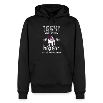 pas parfaite mais j ai un chien boxeur 2 - Sweat à capuche Premium bio Homme - noir - Devant - Nico (187cm)