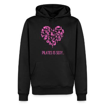 LE PILATES EST SEXY - Sweat à capuche Premium bio Homme - noir - Devant - Nico (187cm)