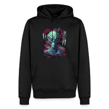 Cooler Alien - Männer Premium Bio Hoodie - Schwarz - Vorne - Nico (187cm)
