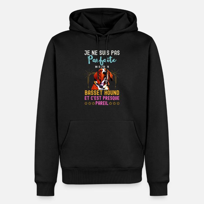Parfaite propriétaire de basset hound - Sweat à capuche Premium bio Homme - noir