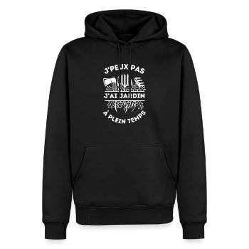 Jardinage à plein temps - Sweat à capuche Premium bio Homme - noir - Devant - Nico (187cm)